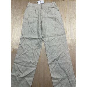 WAYF Women's Devin Wide Leg Linen Trousers Pant in Natural Size Medium NEW Tags